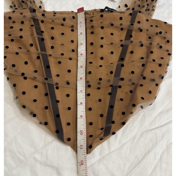 Women’s Size M Corset Polka Dot Crop Top Chocolate Brown Festival Peasant Castle - Picture 7 of 7